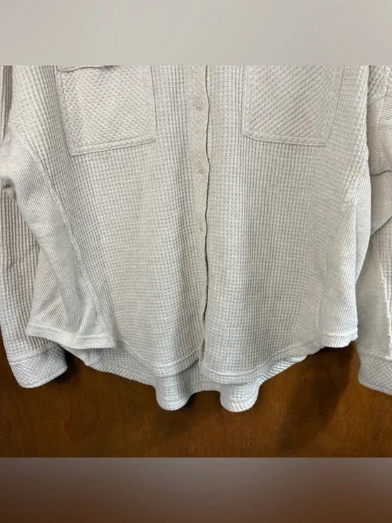 Aerie LumberJane Waffle Knit Shirt Oversized Henley Button Up Top Shacket Y2K S - Picture 6 of 11